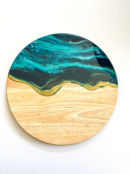 Geode Inspired Lazy Susan- Ocean Teal