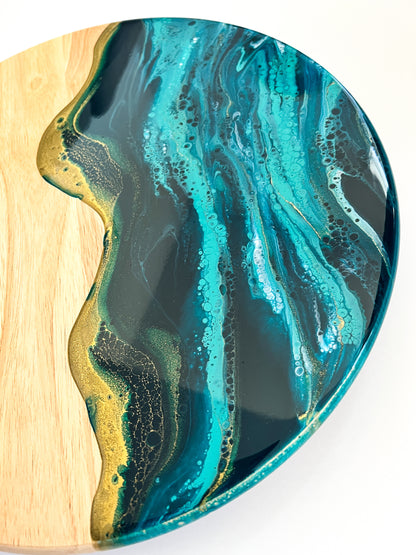 Geode Inspired Lazy Susan- Ocean Teal