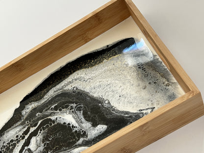 Geode Inspired Bamboo Tray- Shades of Grey