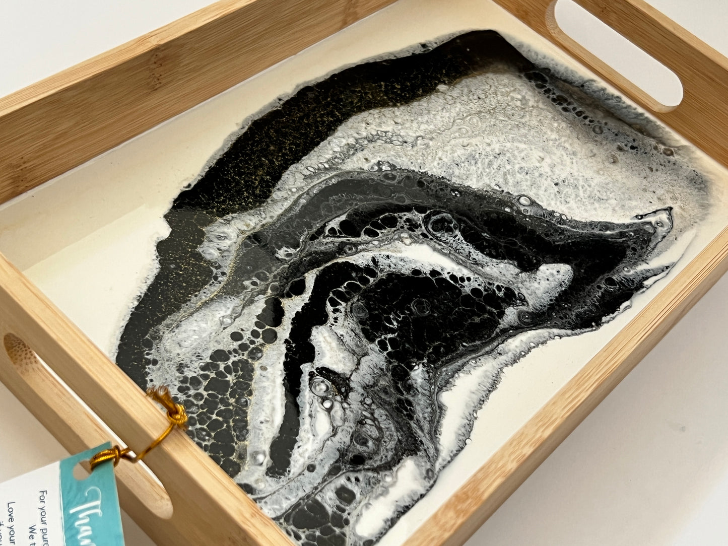 Geode Inspired Bamboo Tray- Shades of Grey