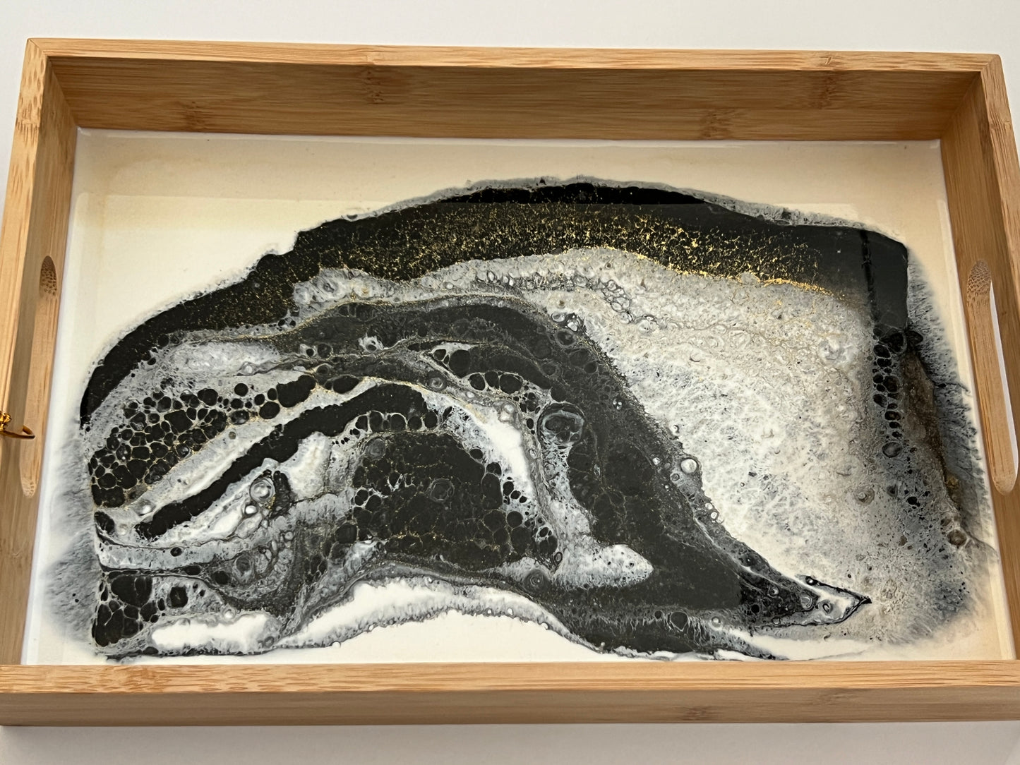 Geode Inspired Bamboo Tray- Shades of Grey